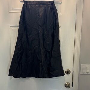 Vintage Elegant Black Leather Skirt